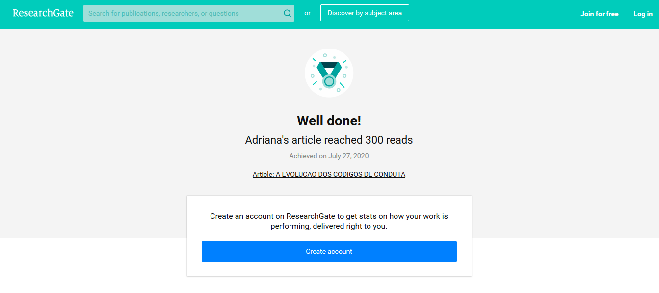 Artigo “A evolução dos Códigos de Conduta” no ResearchGate