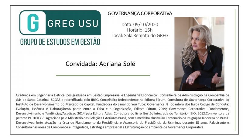 Governança em pauta no Grupo de Estudos em Gestão na Universidade Santa Úrsula