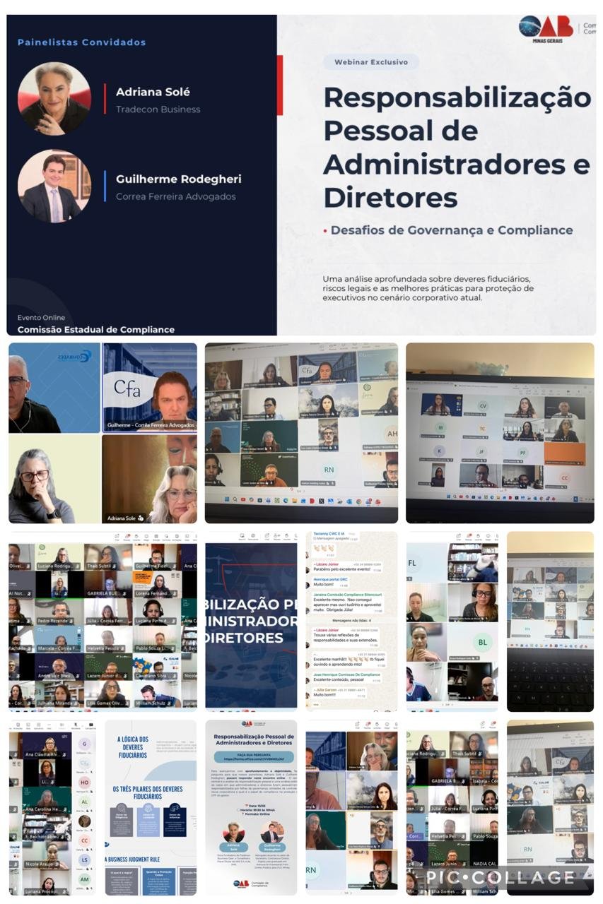 Debate sobre deveres fiduciários e responsabilização de administradores reúne Comissão de Compliance da OAB/MG